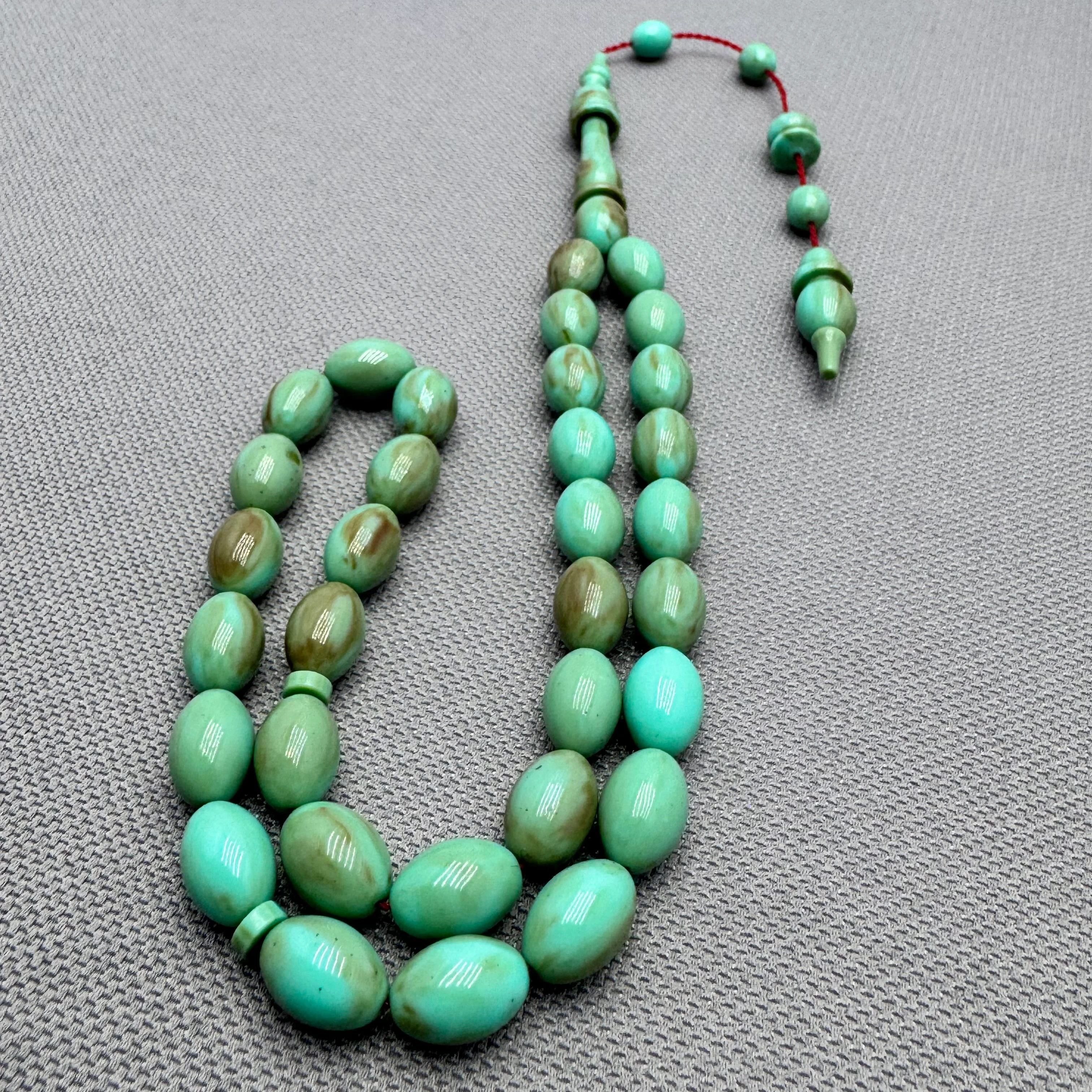 Usta İşçilikli Zümrüt Rengi Halkalı İmame Sıkma Kehribar